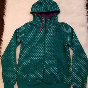 Volcom green hoodie with teardrop design